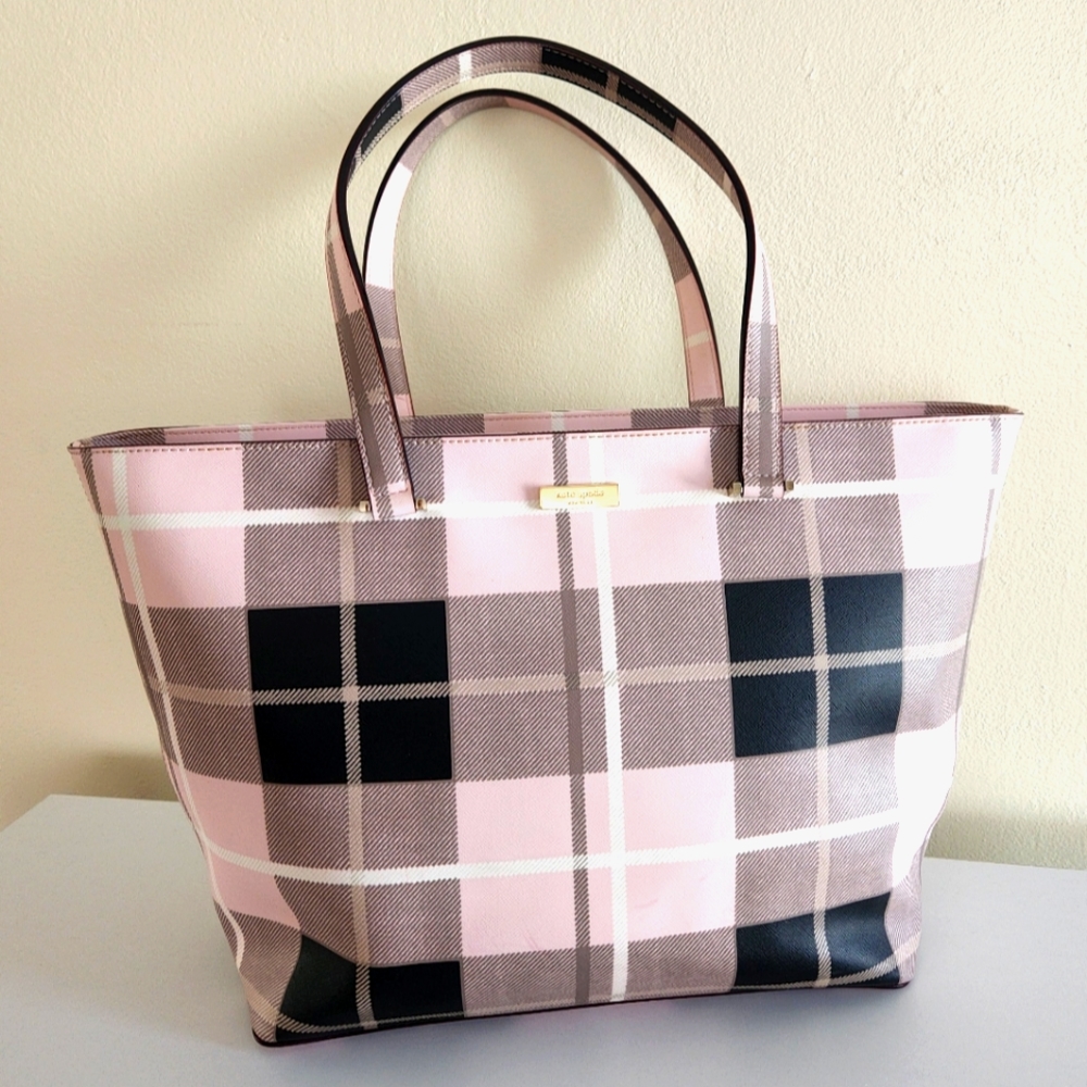 ♠️Elegant Kate Spade Large Tote Plaid.